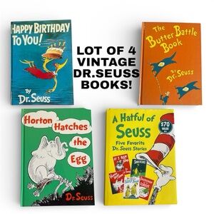 Lot of 4 VTG Dr.Seuss Books, Hatful of Seuss Includes BANNED If I Ran The Zoo